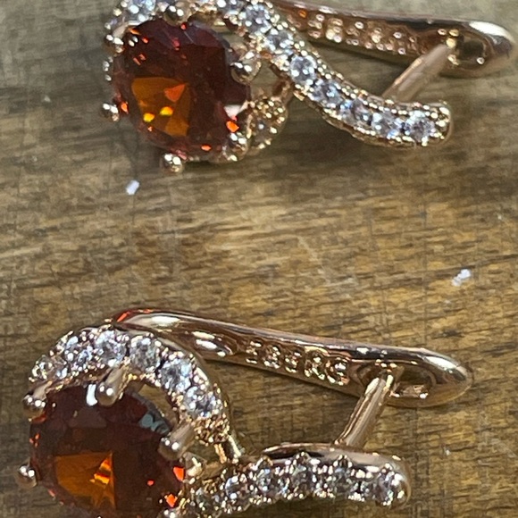 2.46ct Sapphire Earrings Rolled 14k ORANGE & WHITE - Picture 2 of 11